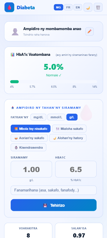 Ny Fahasalamako – Interface suivi Diabeta (diabète)